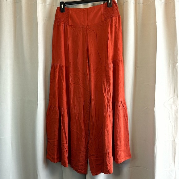 Simplee Apparel Pants - Simplee Burnt Orange Fall Comfy Ruffle Flare Comfort Pants Trousers NWT